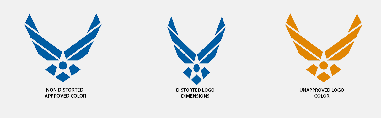 Non Distorted, distorted, and unapproved logos
