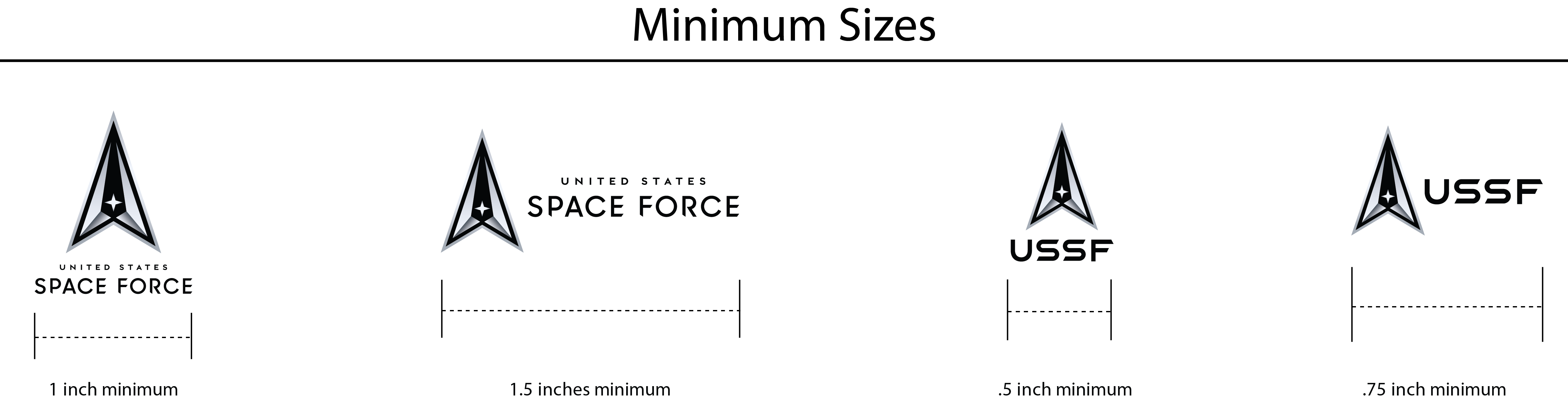 Images showing minimum size requirements of Space Force signature